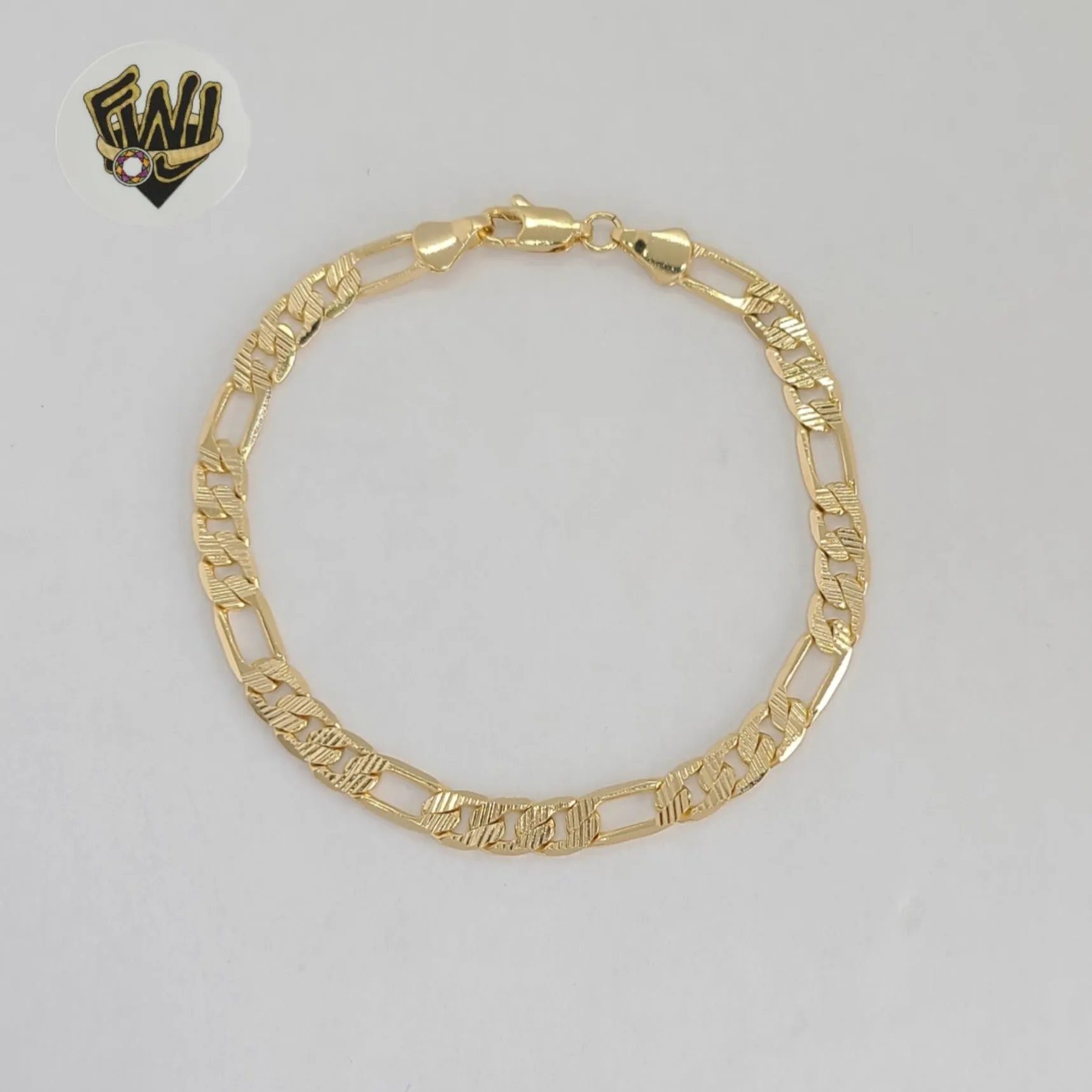 (1-60048) Gold Laminate - 5.5mm DC Figaro Link Men Bracelet - 8 - BGF