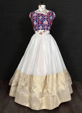 Adorable Off White Color Silk Fabric Silk Weave And Zari Work Lehenga Choli