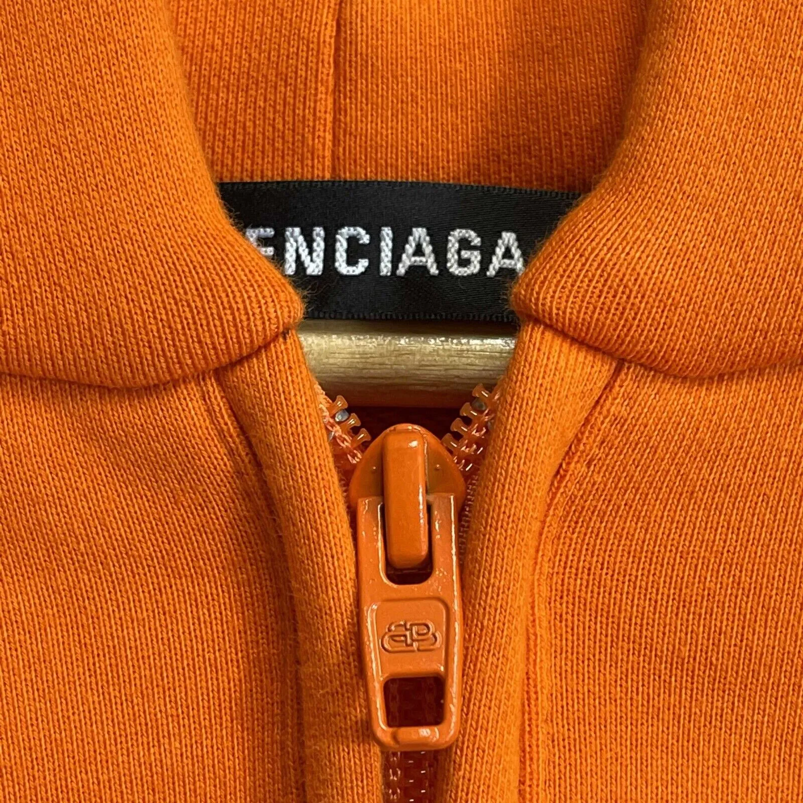 Balenciaga - Orange Crew Print Oversized Zipped Hooded Jacket - Size XS