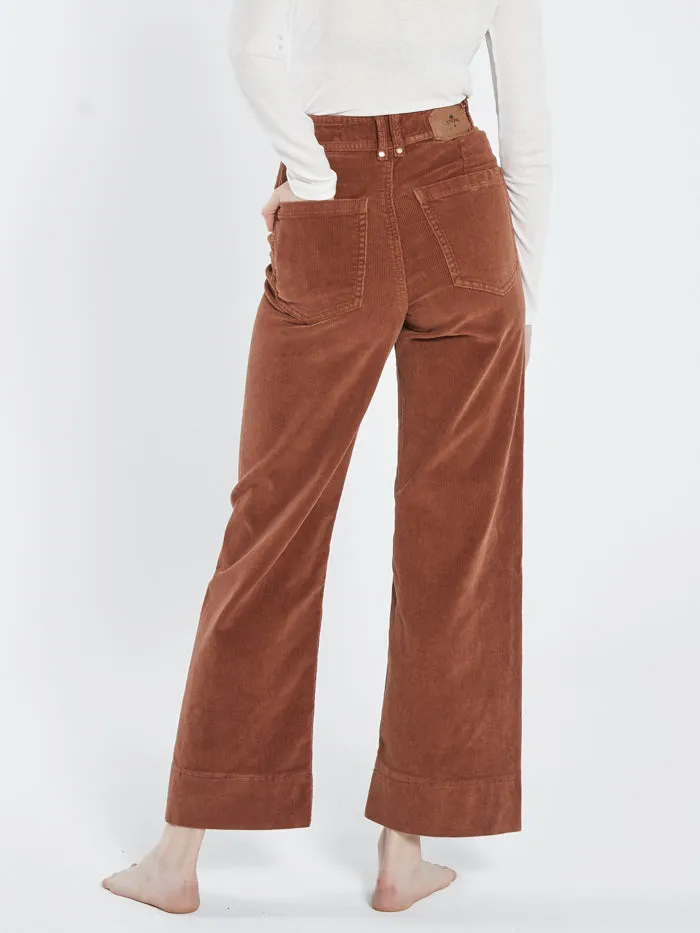 Belle Cord Full Length Pant - Coffee