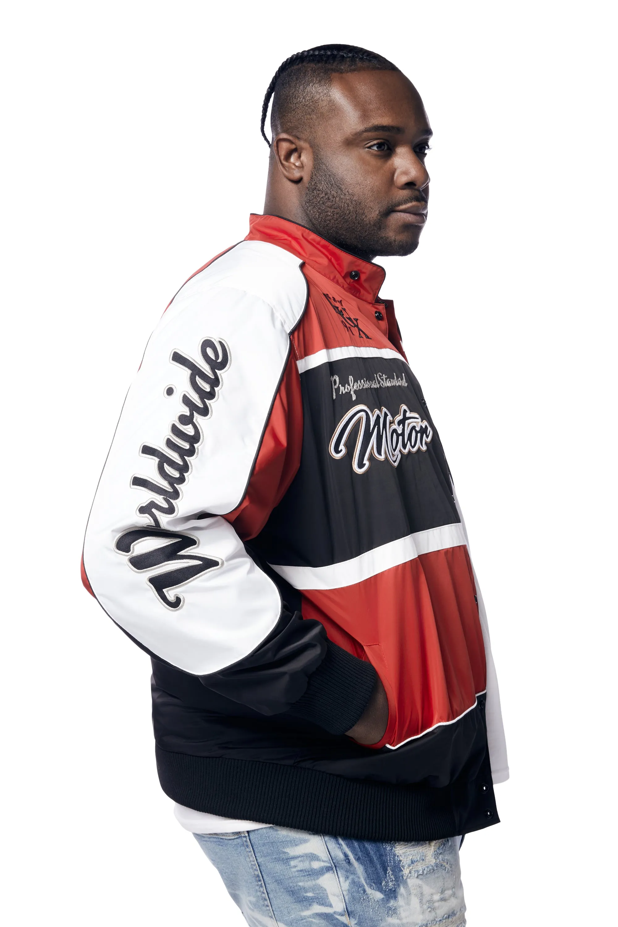 Big and Tall - Euro Racing Windbreaker Jacket - Red