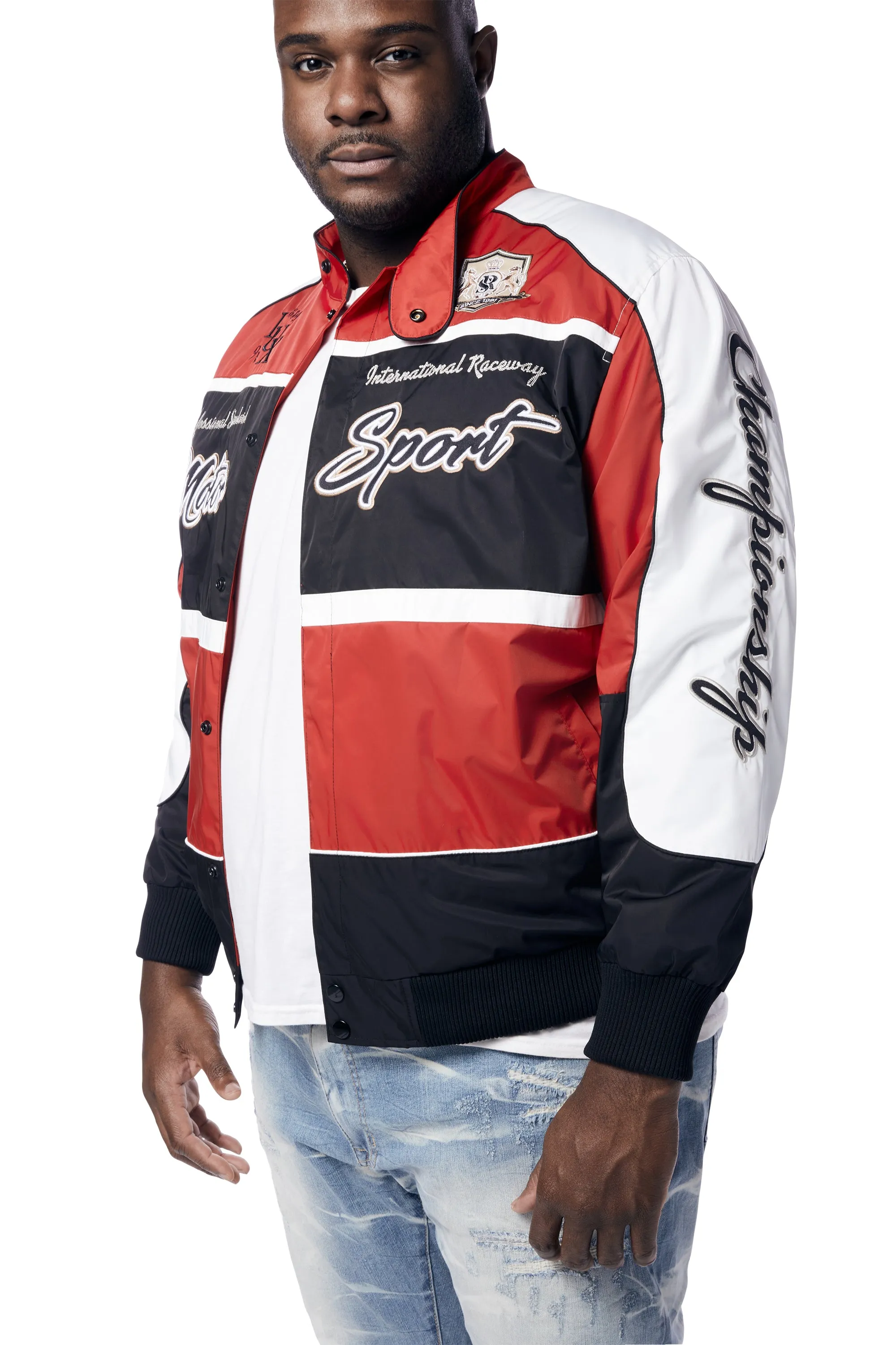 Big and Tall - Euro Racing Windbreaker Jacket - Red