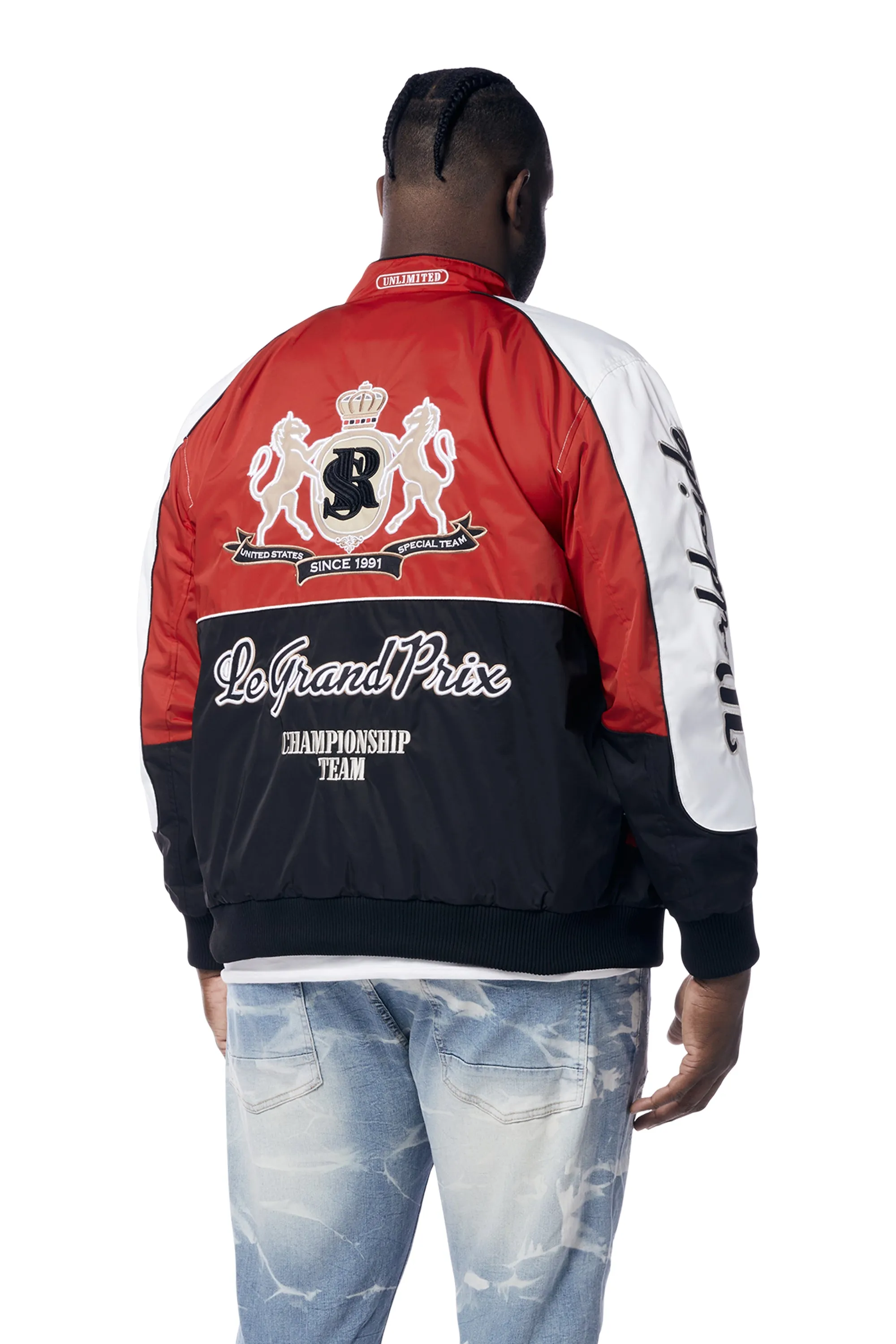 Big and Tall - Euro Racing Windbreaker Jacket - Red