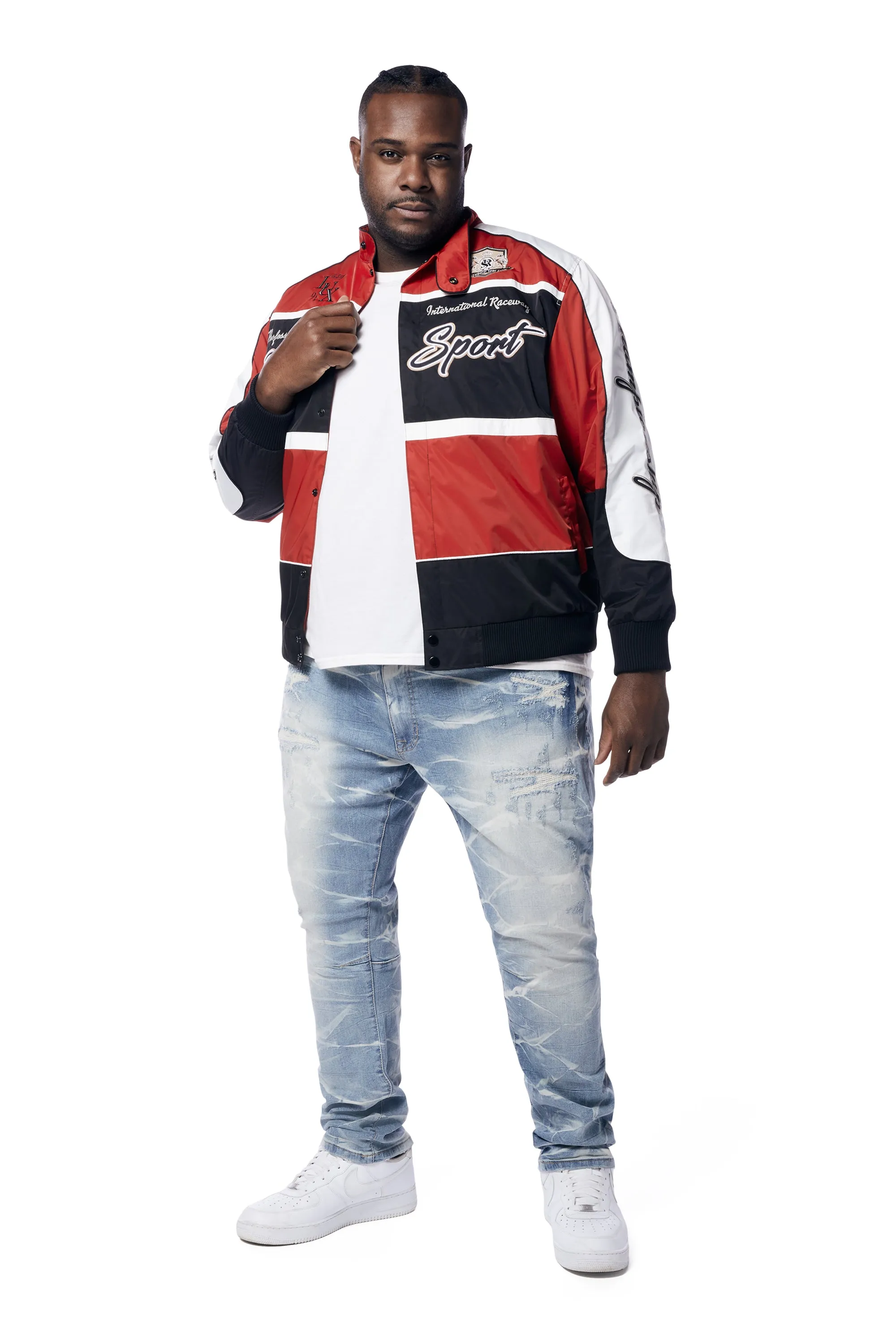 Big and Tall - Euro Racing Windbreaker Jacket - Red