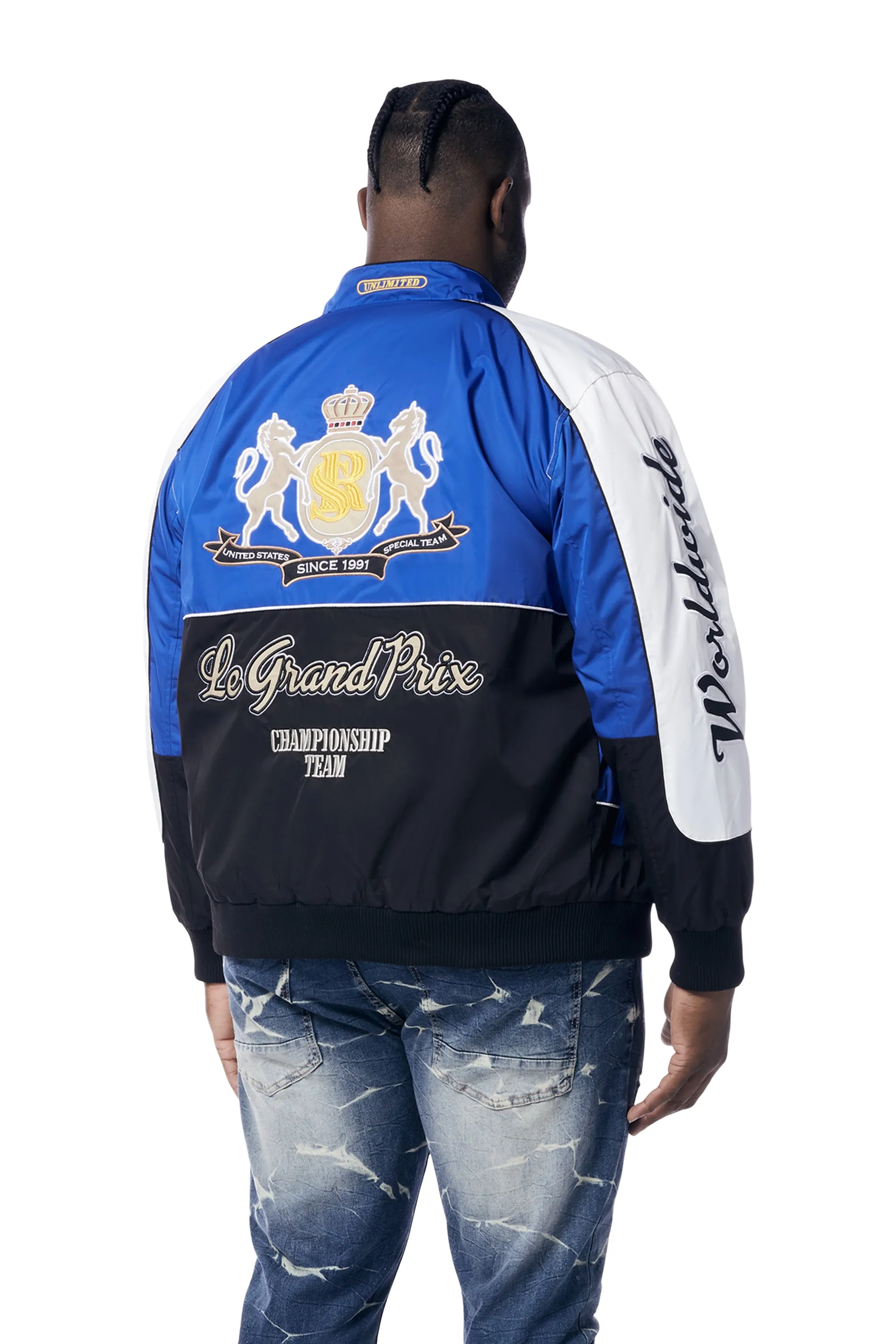 Big and Tall - Euro Racing Windbreaker Jacket - Royal