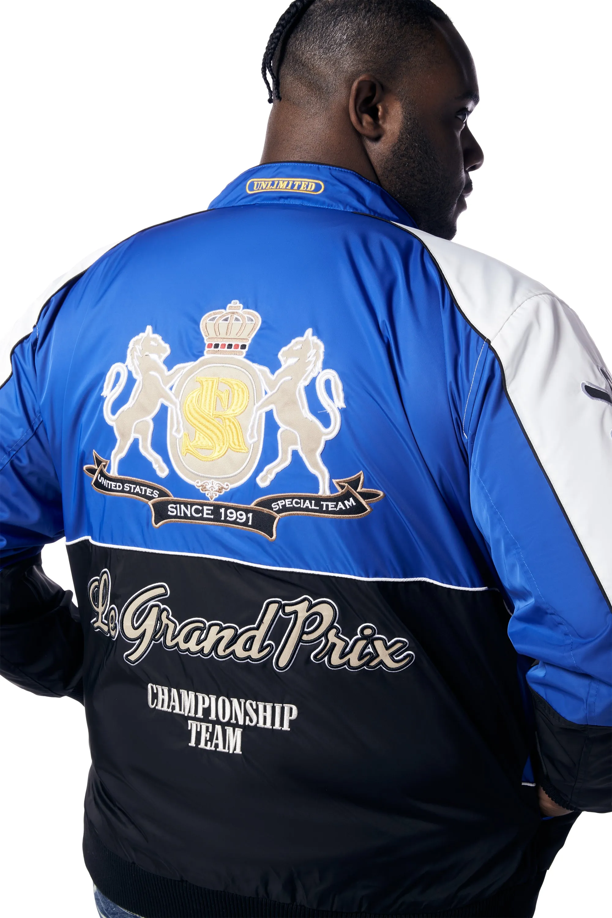 Big and Tall - Euro Racing Windbreaker Jacket - Royal