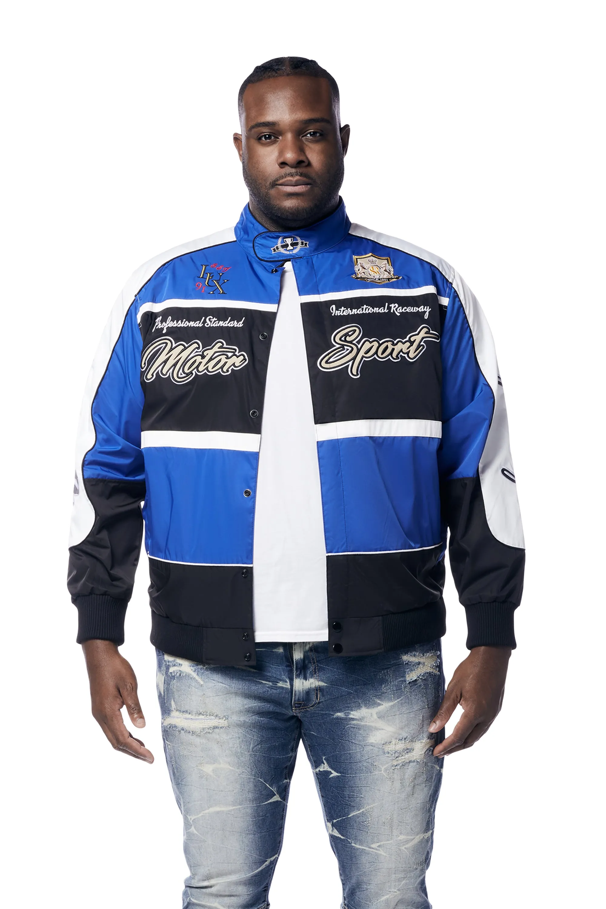 Big and Tall - Euro Racing Windbreaker Jacket - Royal