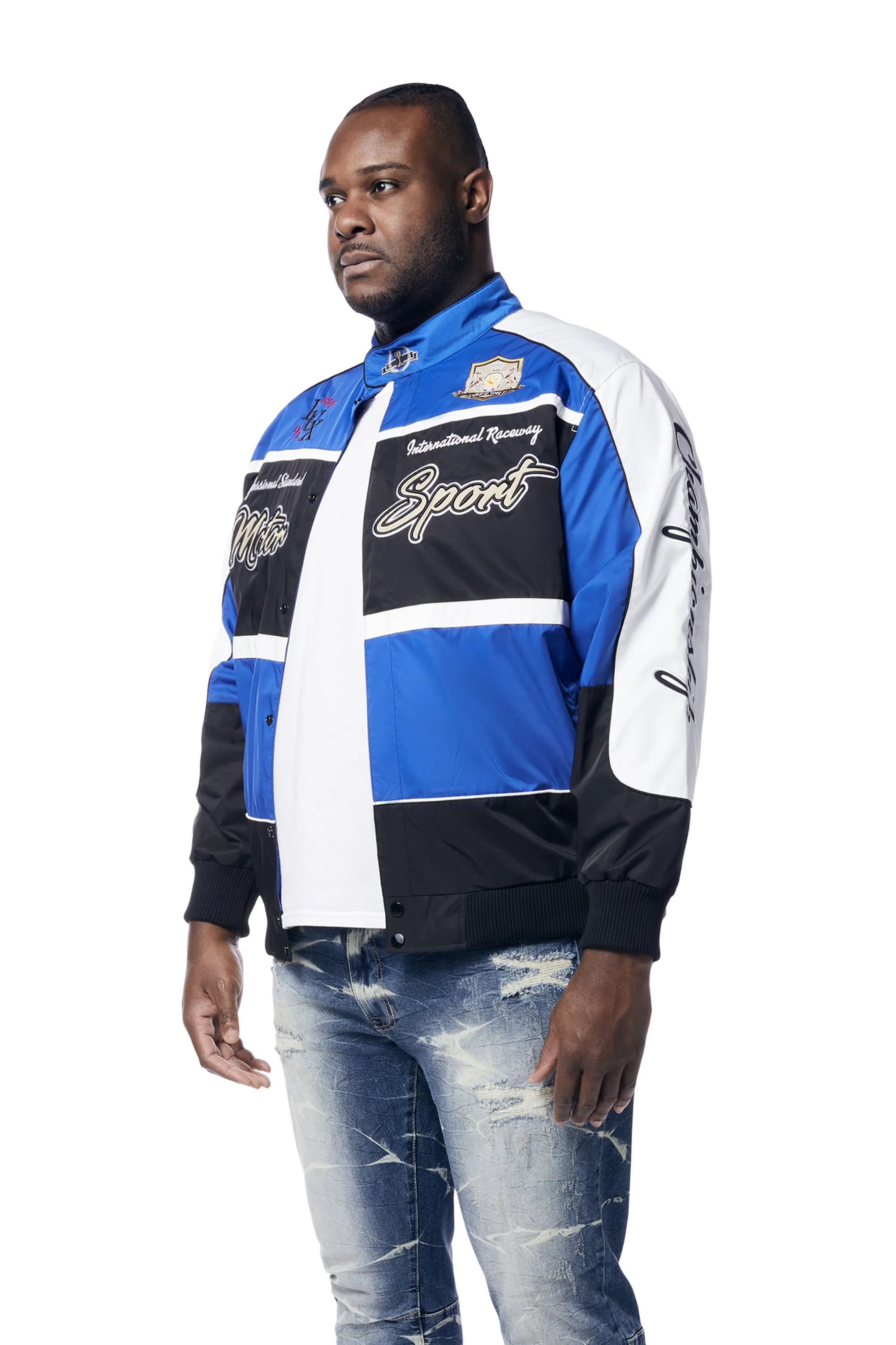 Big and Tall - Euro Racing Windbreaker Jacket - Royal