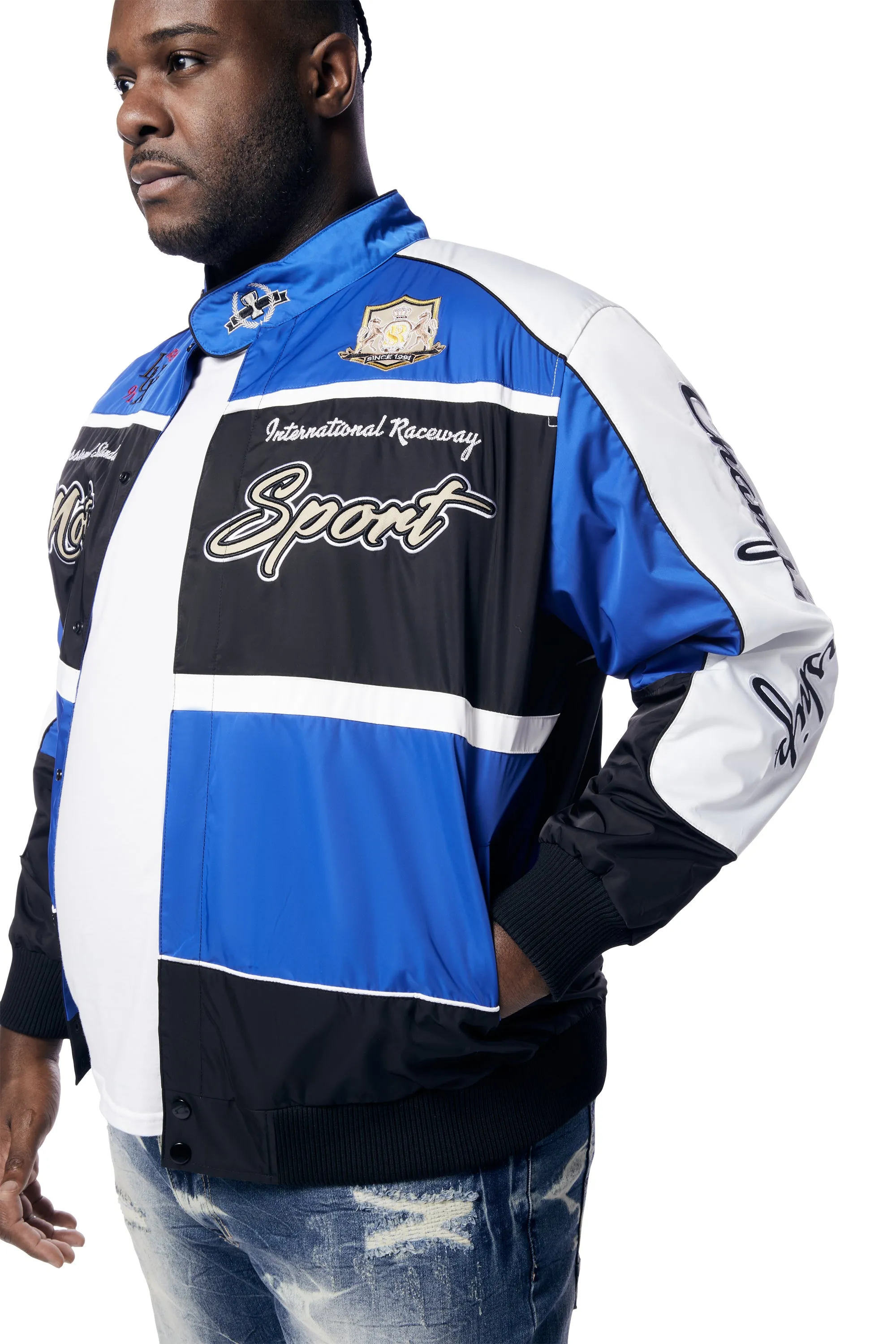 Big and Tall - Euro Racing Windbreaker Jacket - Royal