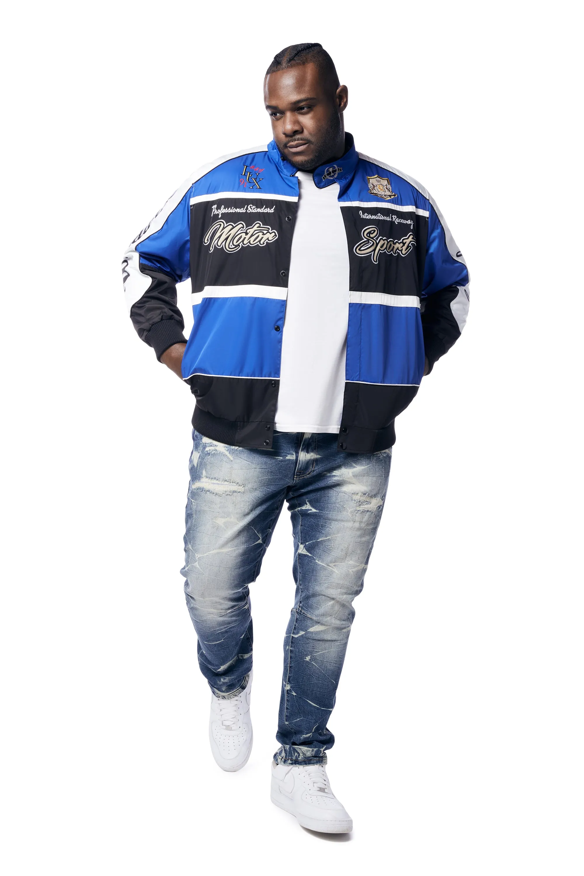 Big and Tall - Euro Racing Windbreaker Jacket - Royal