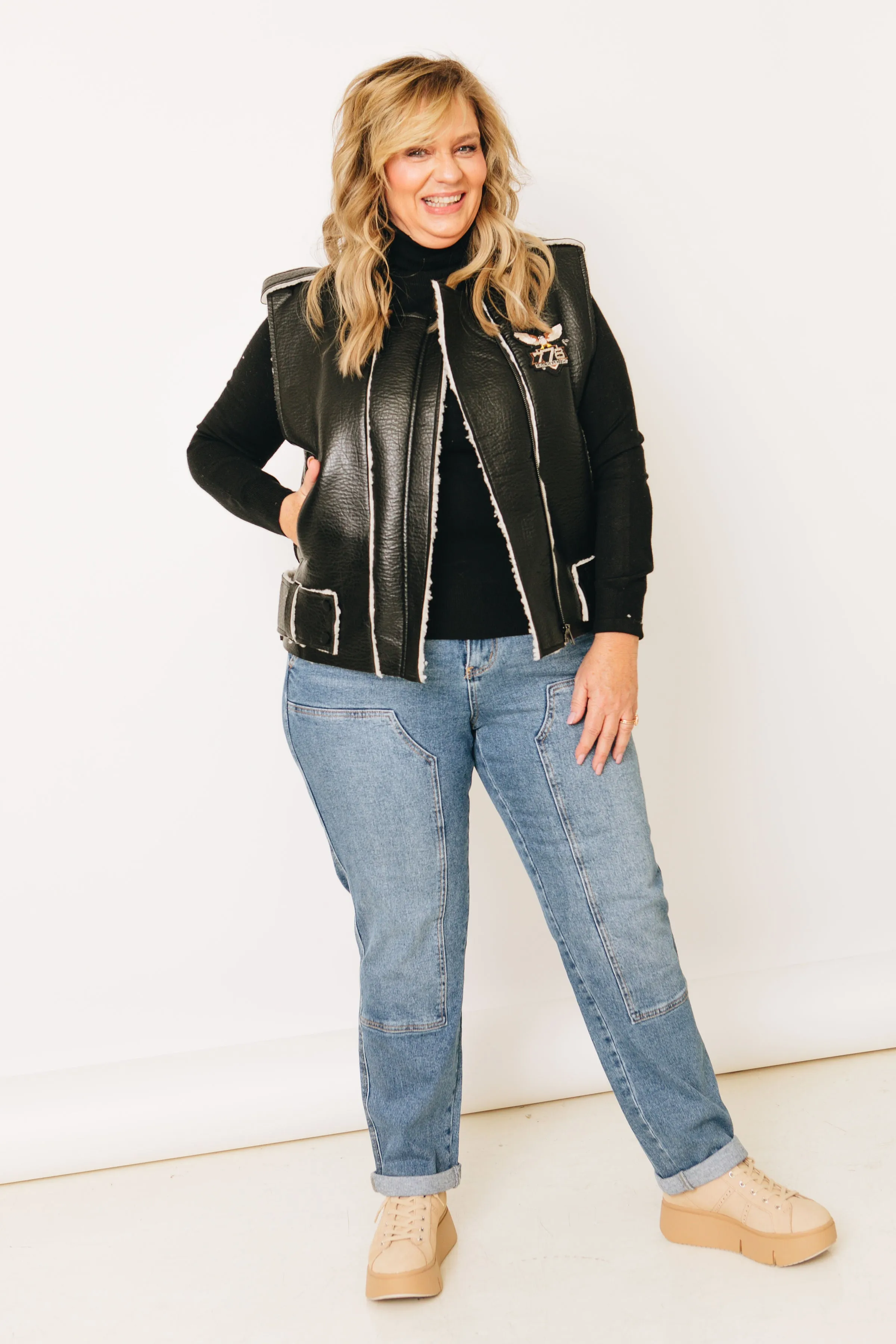 Biker Babe Leather Vest Jacket  (S-L)