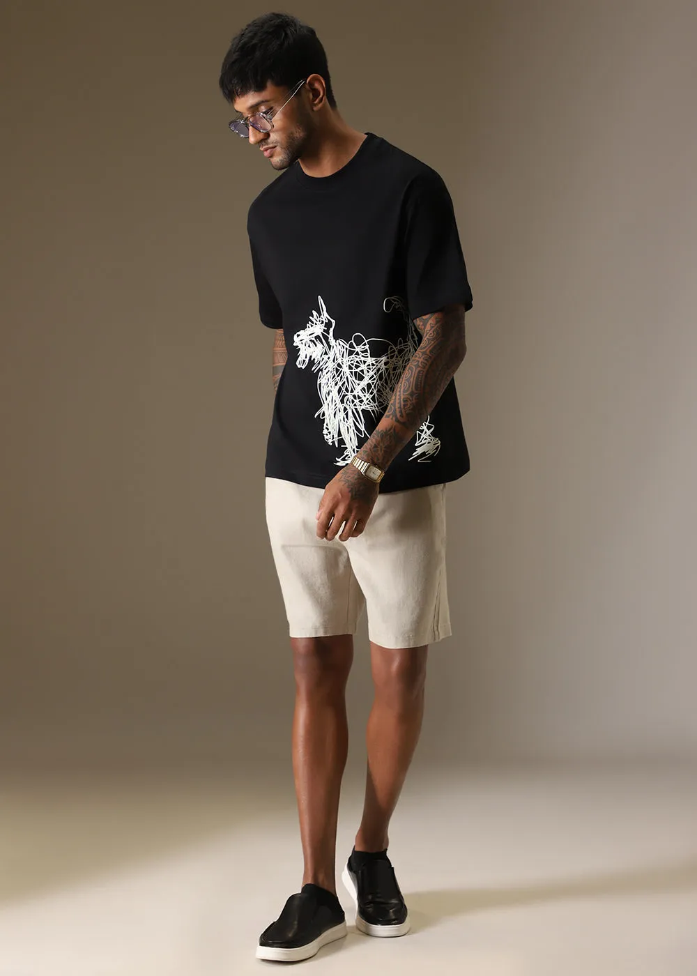 Black Doodle Paws Oversized T-shirt