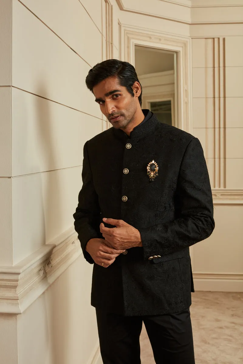 Black Thread Embroidered Bandhgala