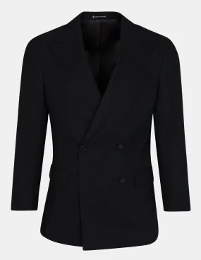 Black Wool Cashmere Double Breasted Jacket