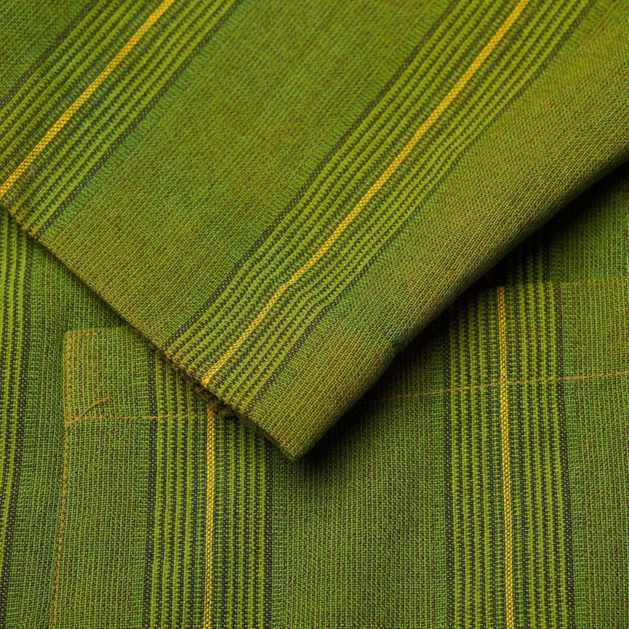 BOGLIOLI Galleria Lime Green Striped Wool-Silk-Linen Unconstructed Jacket 50 NEW