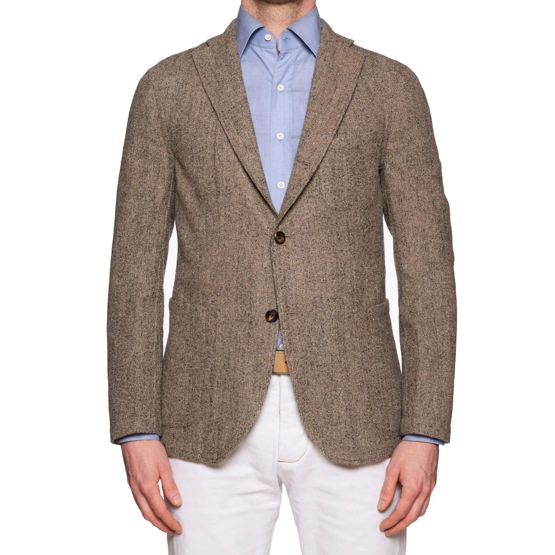 BOGLIOLI Milano "68" Khaki Tweed Wool Unconstructed Jacket EU 50 NEW US 40