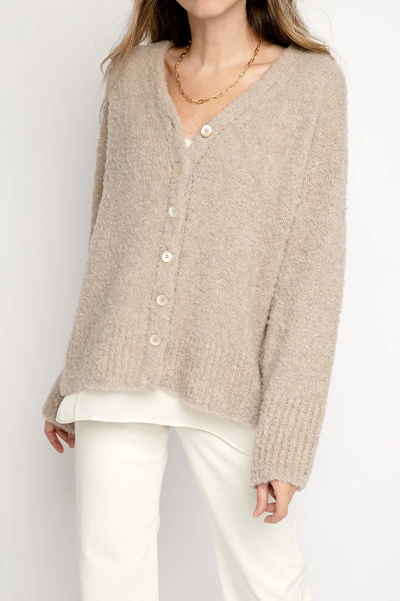 Cashmere Blend Oversized Cardigan in Sable