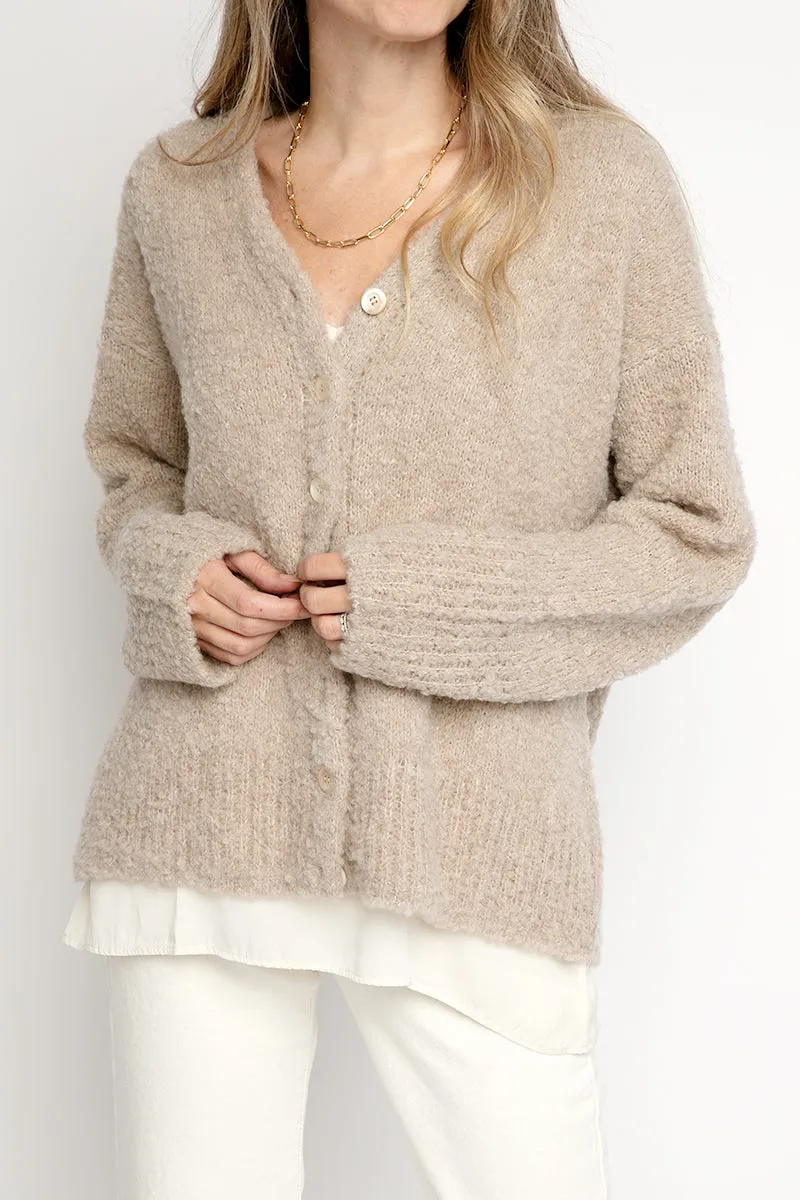 Cashmere Blend Oversized Cardigan in Sable