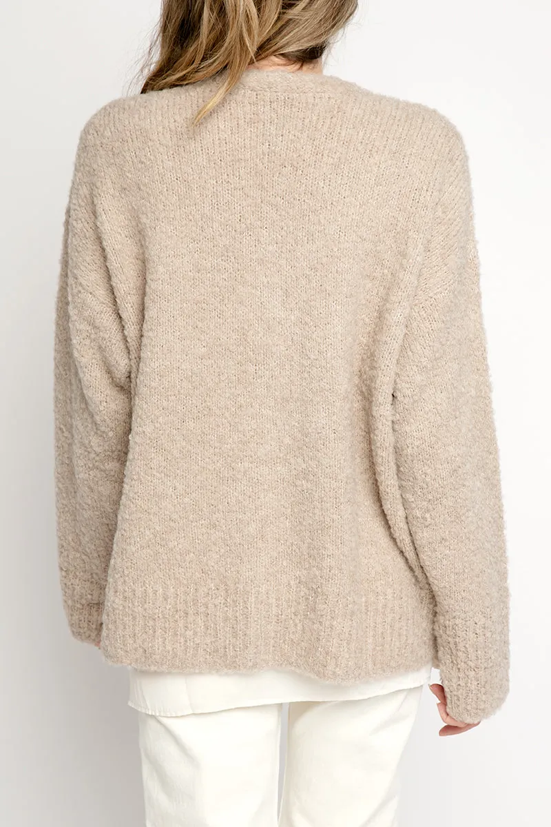 Cashmere Blend Oversized Cardigan in Sable