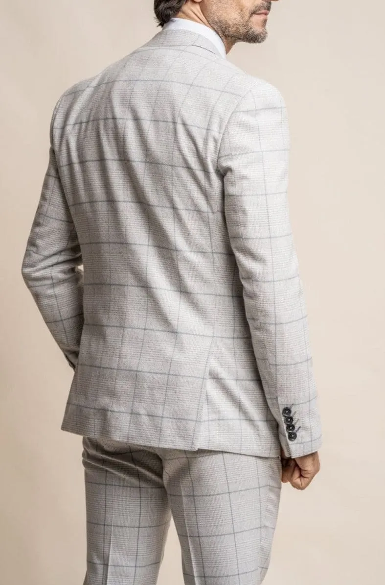 Cavani Radika 3 Piece Light Grey Check Tweed Suit