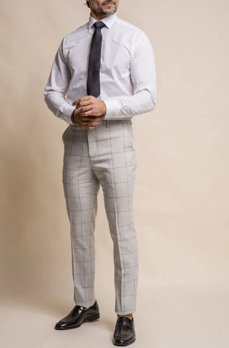 Cavani Radika 3 Piece Light Grey Check Tweed Suit