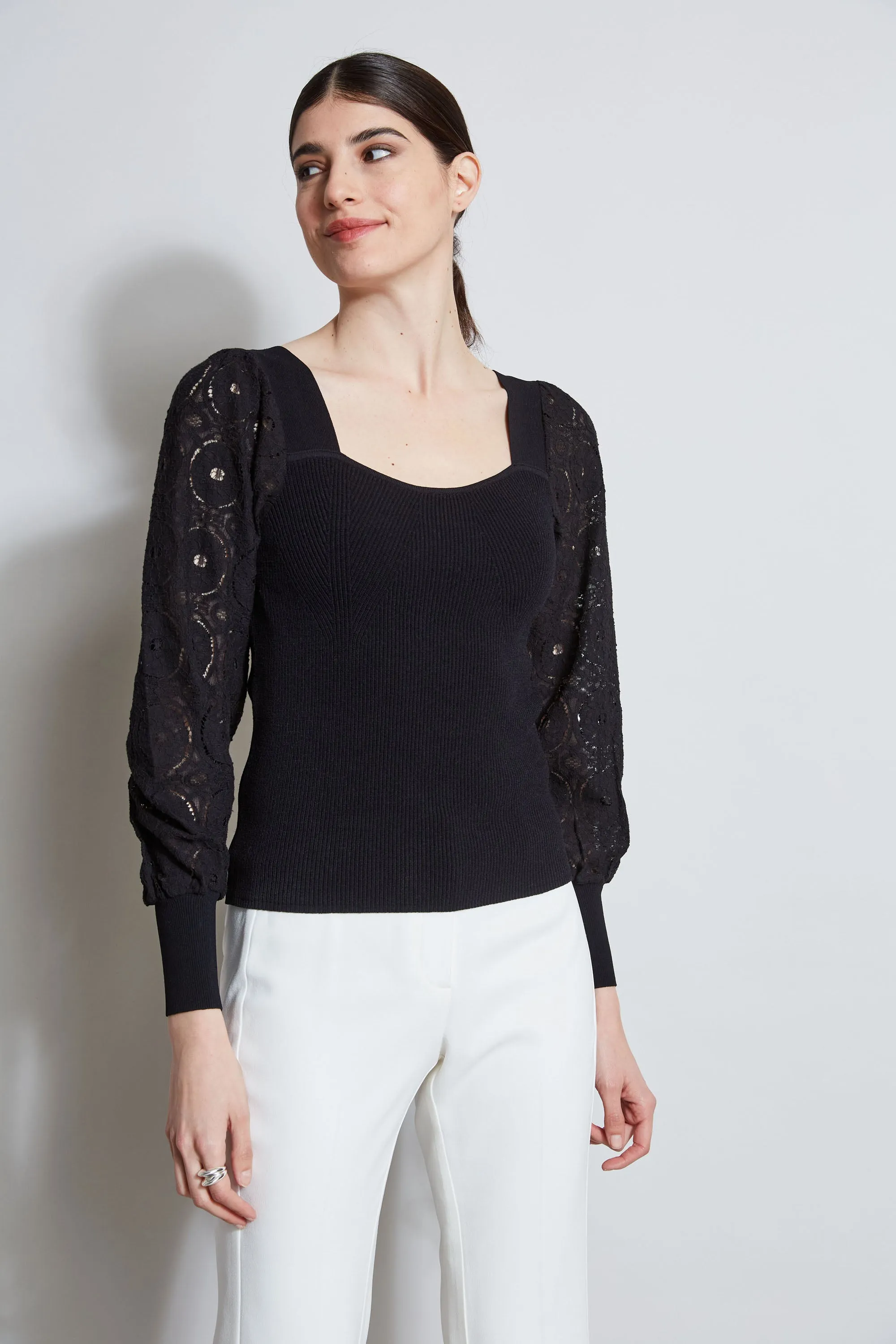 Contour Neck Lace Sleeve Sweater