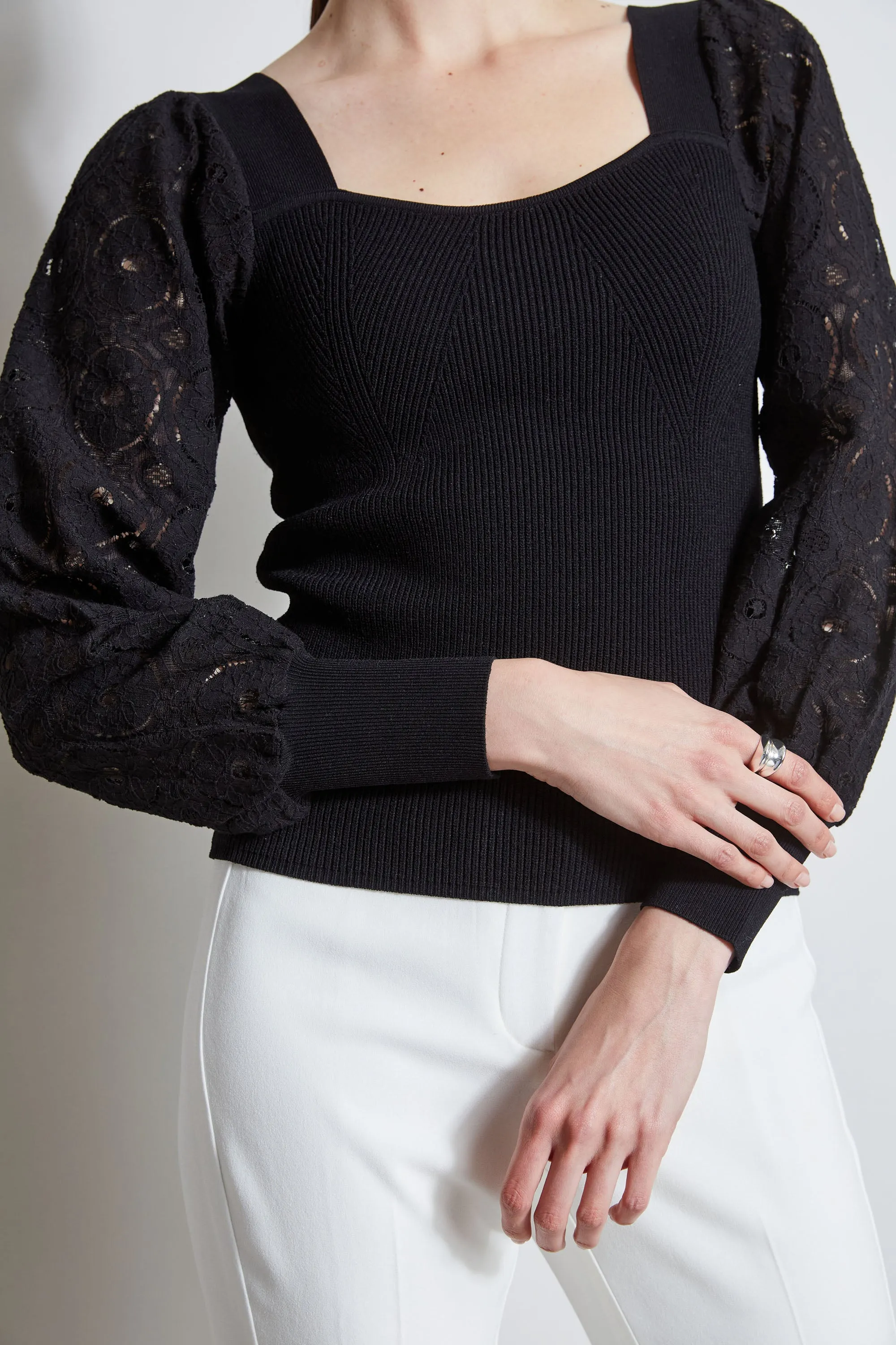 Contour Neck Lace Sleeve Sweater