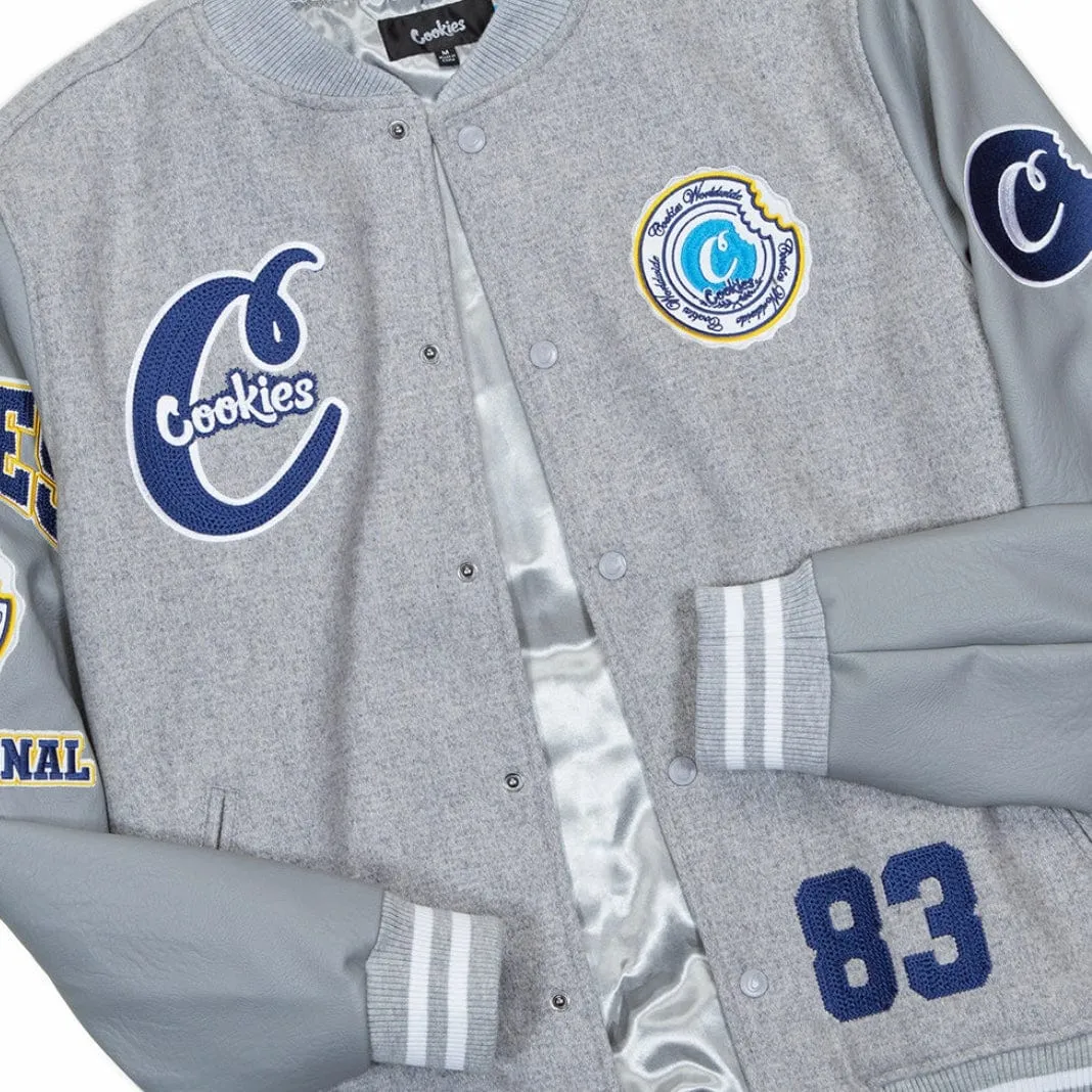 Cookies Double Up Wool Letterman Jacket (Heather Grey) 1561O6078