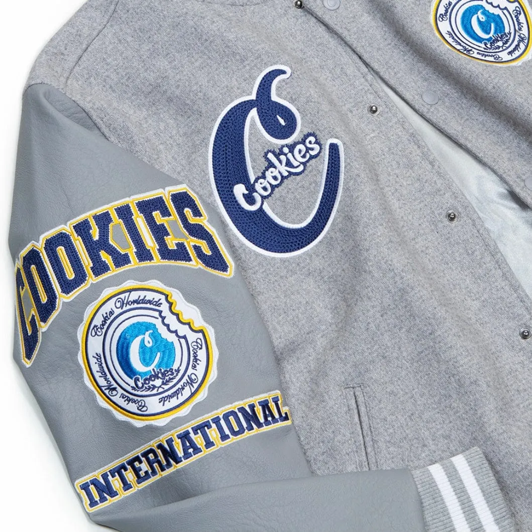 Cookies Double Up Wool Letterman Jacket (Heather Grey) 1561O6078