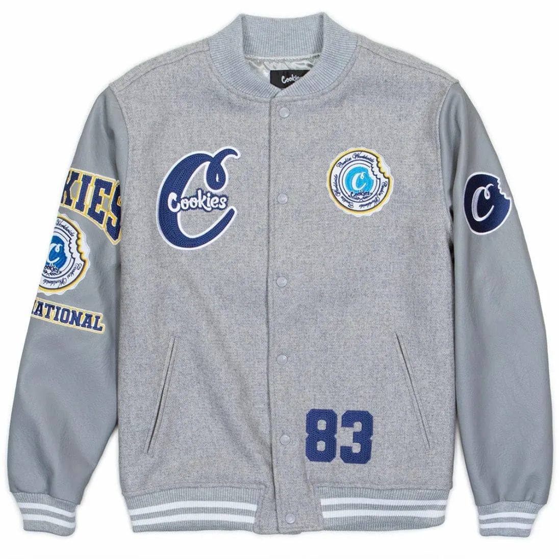 Cookies Double Up Wool Letterman Jacket (Heather Grey) 1561O6078