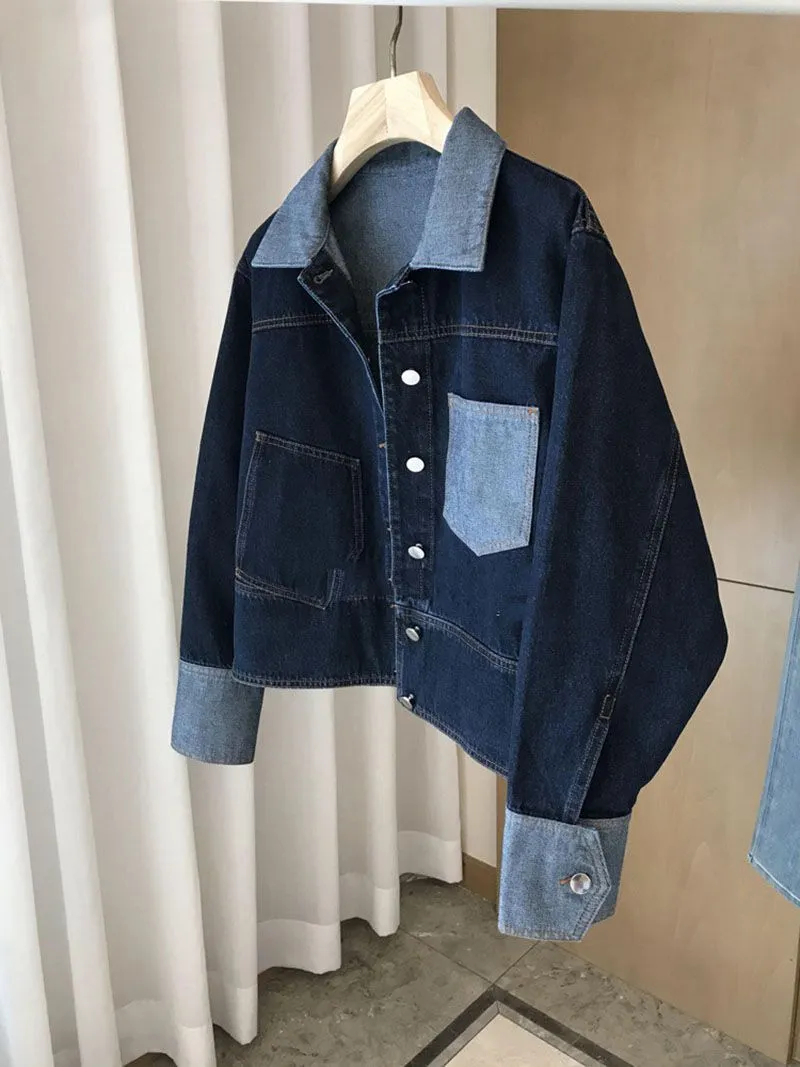 Cool Oversized Cropped Denim Jacket Womens