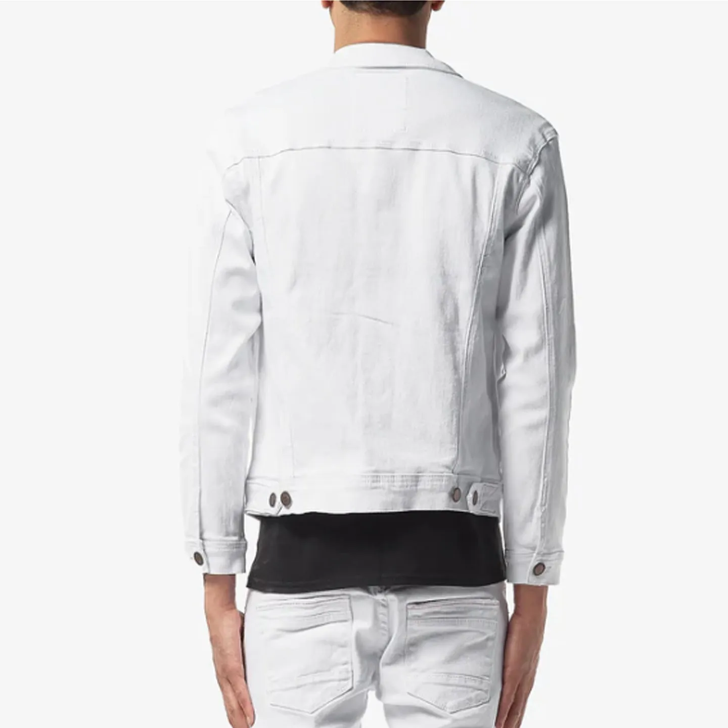 Copper Rivet Ripped Denim Jacket (White)