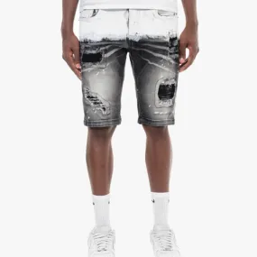 Copper Rivet Ripped Washed Jean Short (Black)