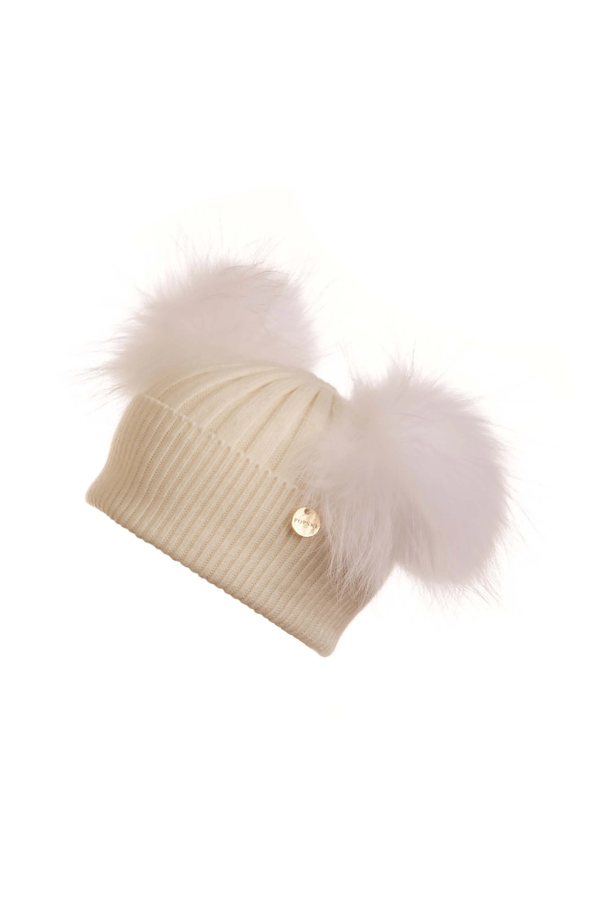 Double Angora Frost Pom Pom Hat