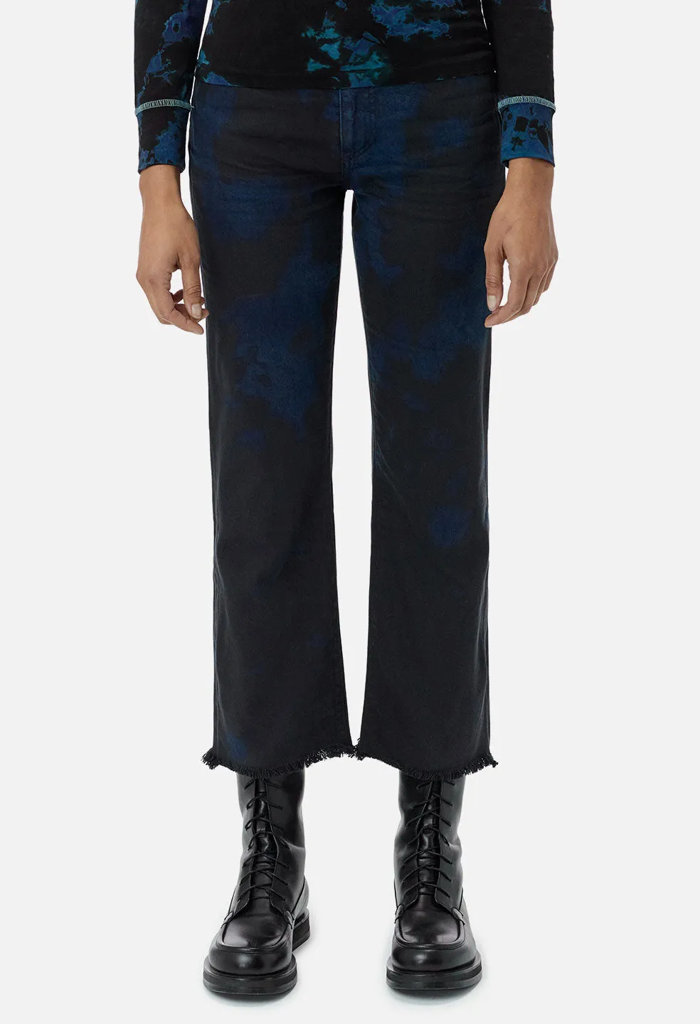 Double Dye Riley Crop Jean / Indigo X Black