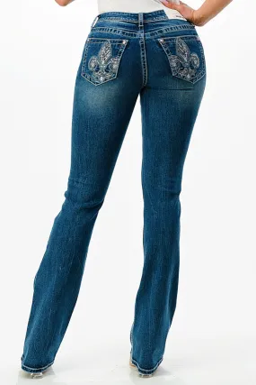 Flu De Lee Embellished Low Rise Bootcut Jeans