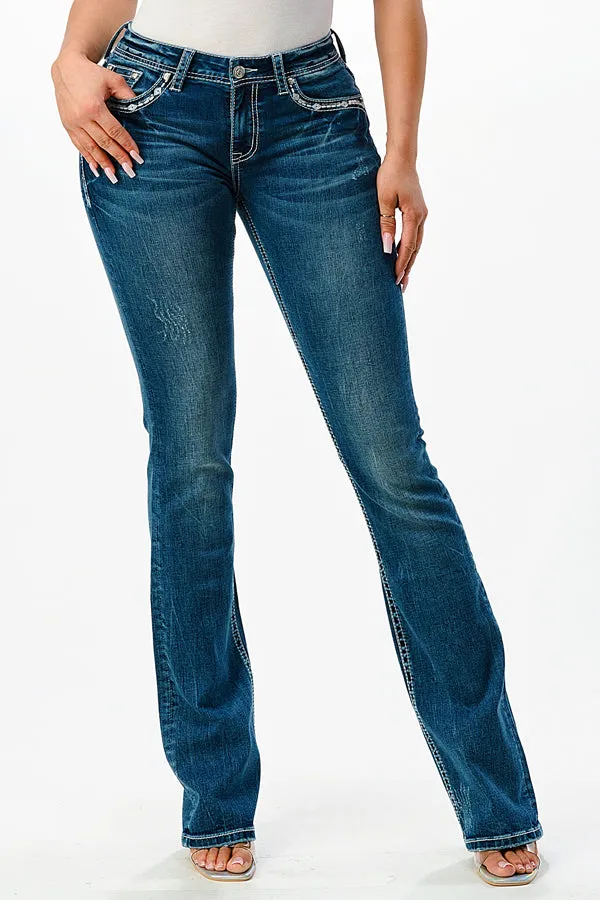 Flu De Lee Embellished Low Rise Bootcut Jeans