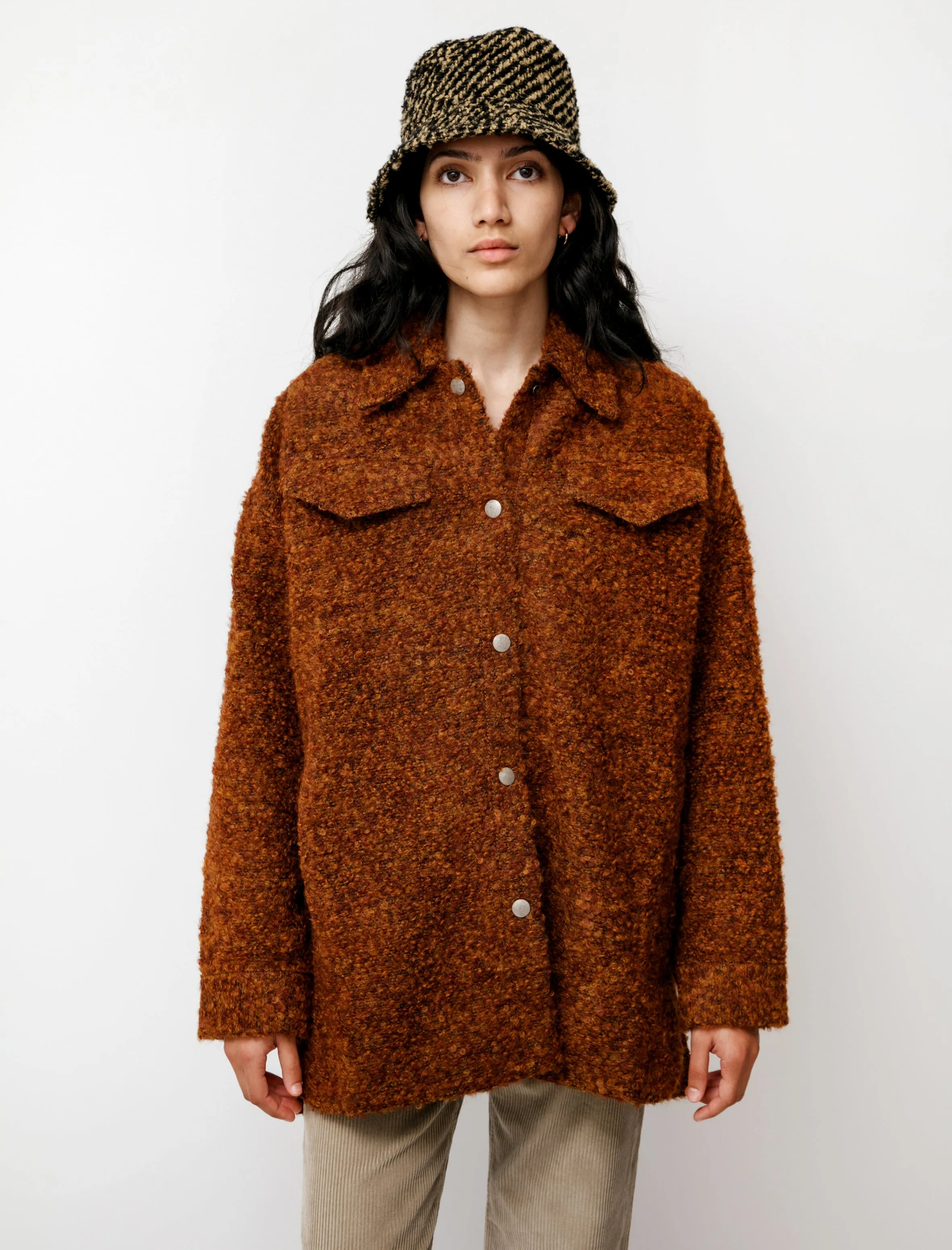 Fluffy Alpaca Oversized Jacket Rust