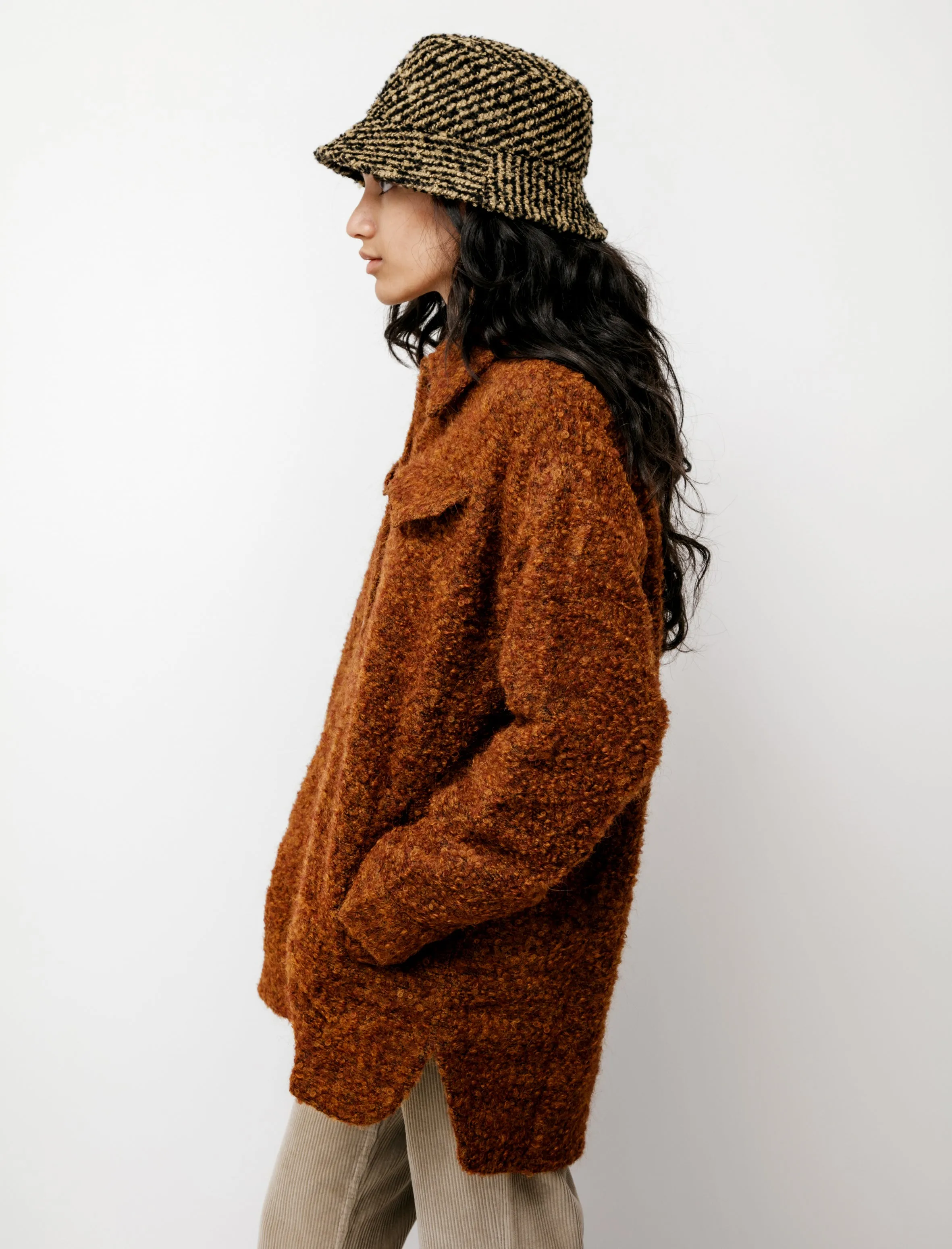 Fluffy Alpaca Oversized Jacket Rust