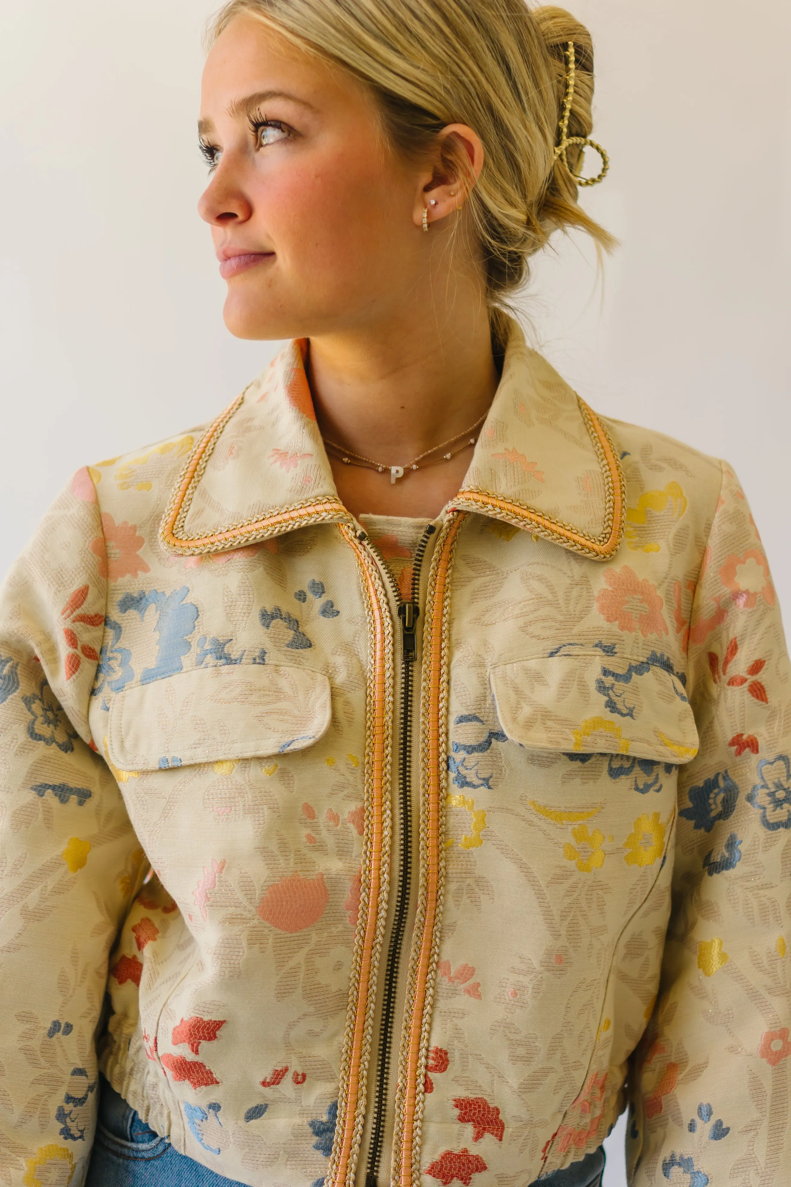 Free People: Margot Jacket in Golden Wheat Combo