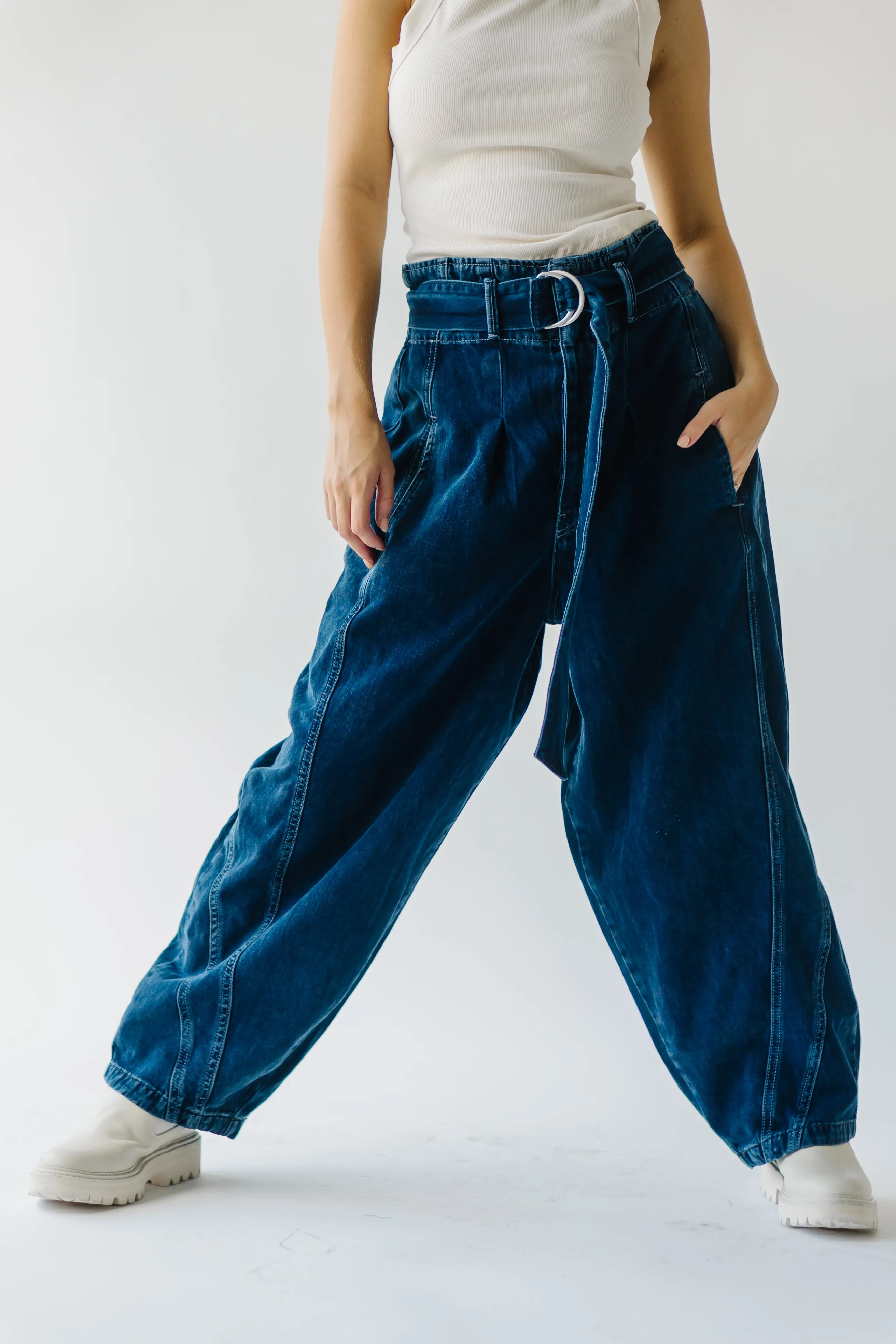 Free People: The Amsterdam High Rise Barrel Jean in Deep Indigo