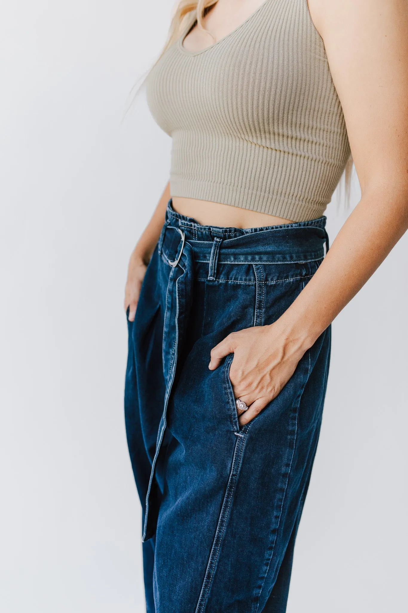 Free People: The Amsterdam High Rise Barrel Jean in Deep Indigo