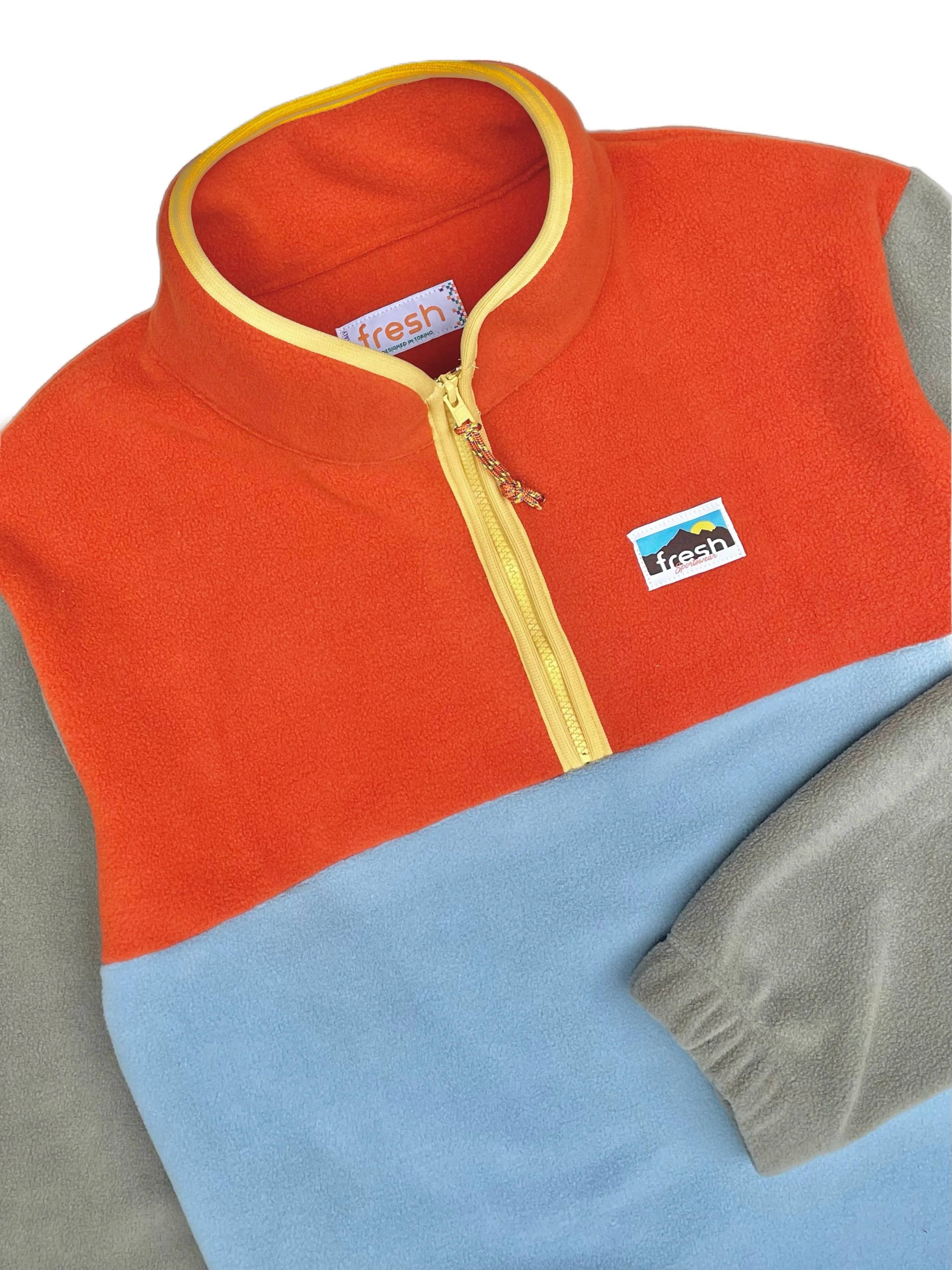 FRESH Yvon Half Zip Fleece Pullover Orange