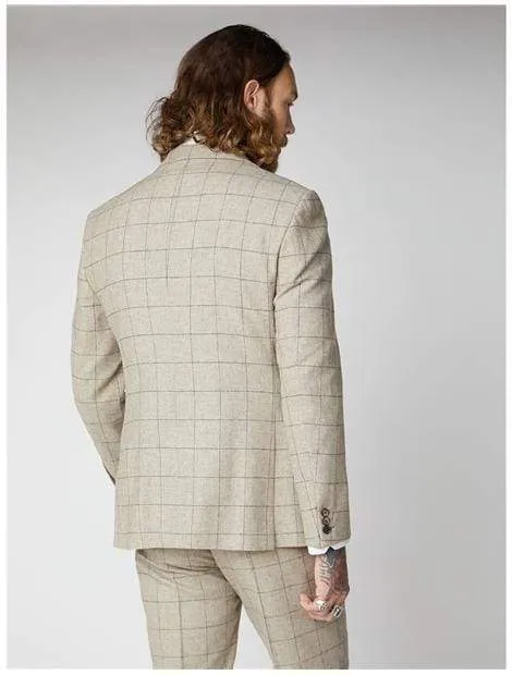 Gibson Wylam Stone Windowpane Check Tweed Jacket