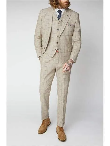 Gibson Wylam Stone Windowpane Check Tweed Jacket