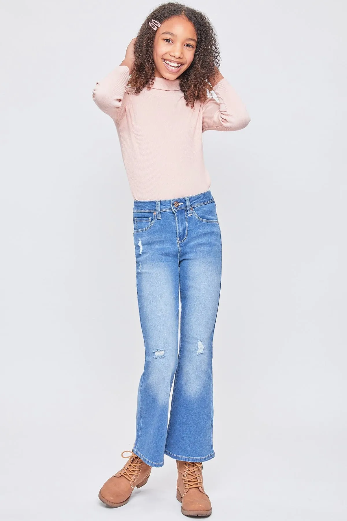 Girls Bell Bottom Essential  Clean Hem Jeans