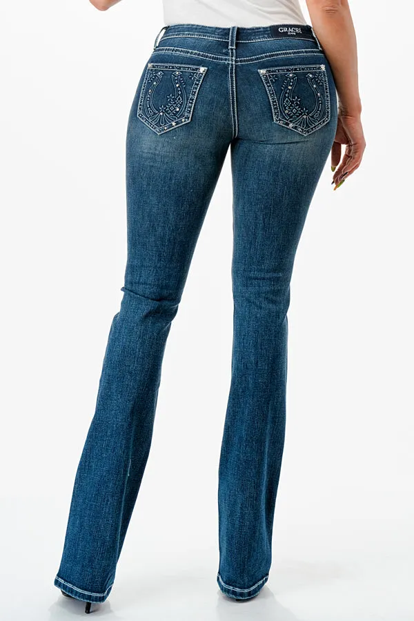 Horse Shoe 3D Mid Rise Bootcut Soft Denim