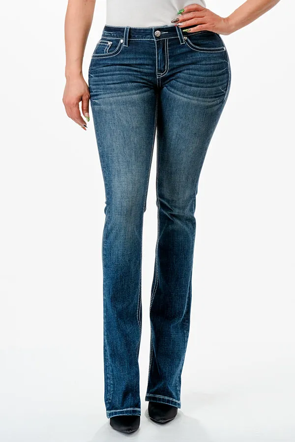 Horse Shoe 3D Mid Rise Bootcut Soft Denim