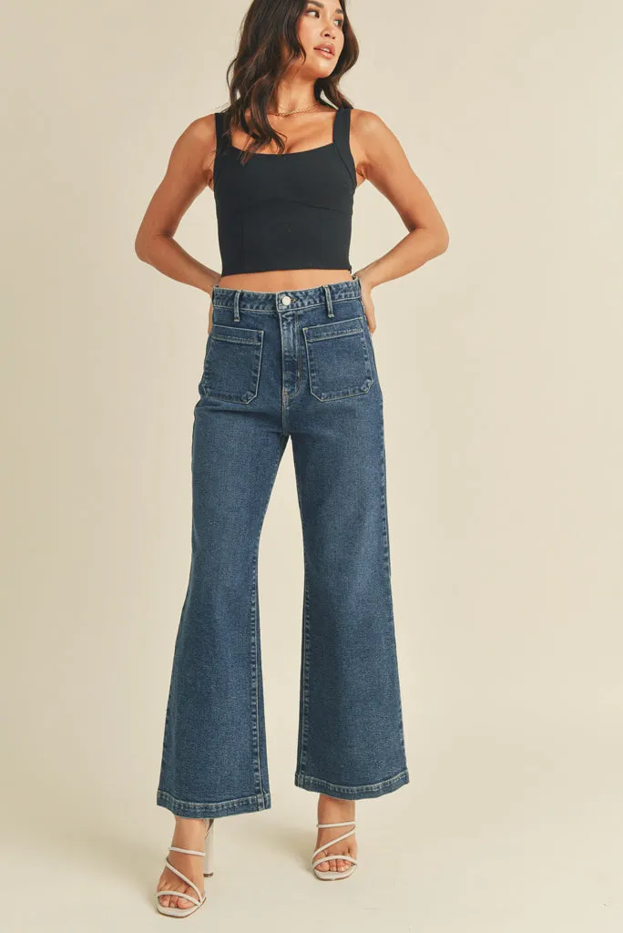 JBD PATCH POCKET WIDE LEG JEAN, 2 COLORS