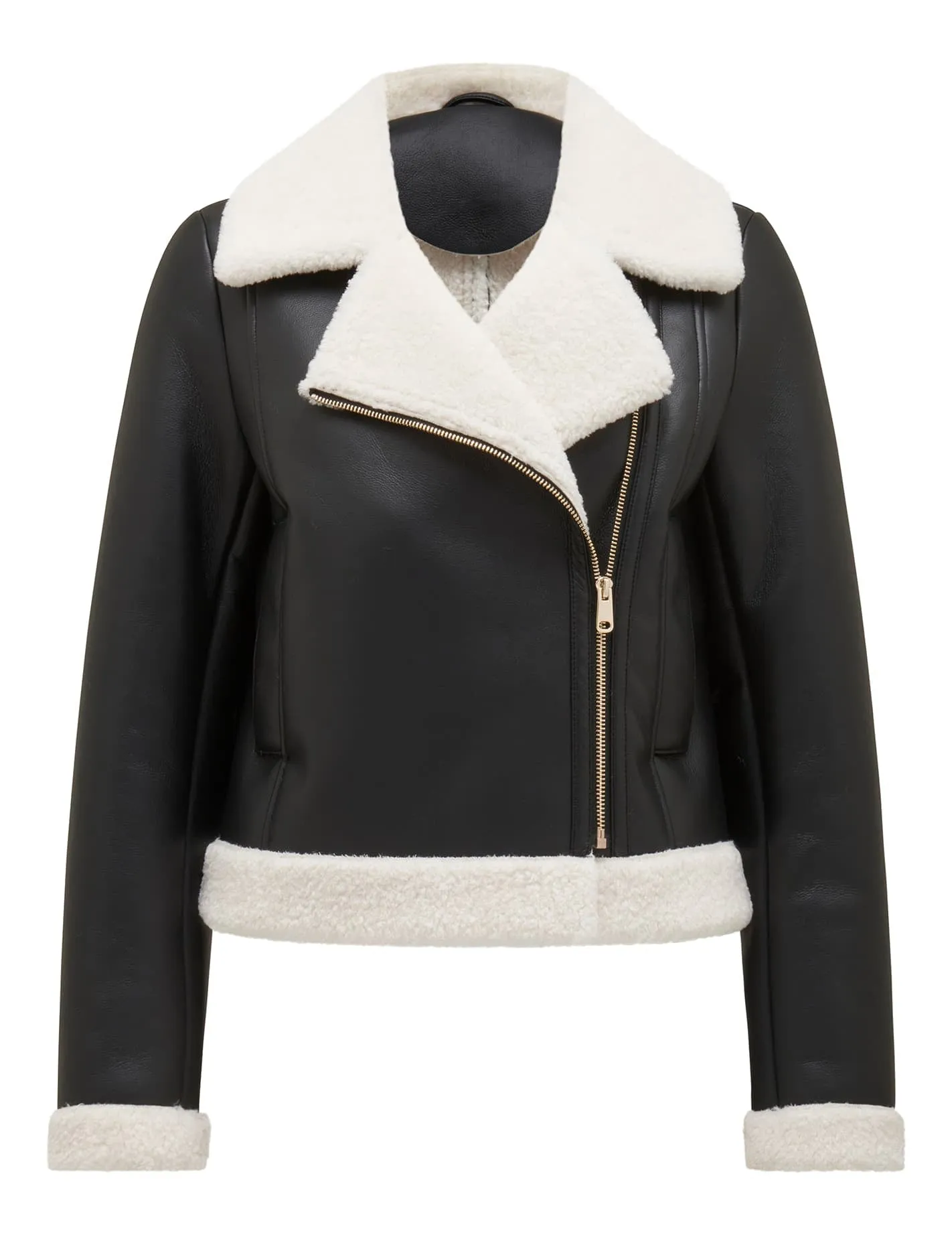 Jessy Pu Leather Aviator Jacket for Women - Stylish Vintage Flight Jacket with Faux Fur Collar